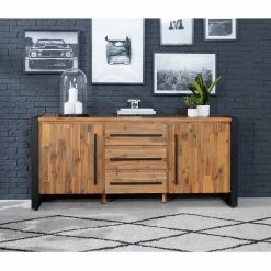 Ars manufacti Sideboard Urban Industry II - Akazie teilmassiv / Metall - Akazie / Schwarz -Wohnzimmermöbel boutique en ligne 1000224223 220114 134353000029 MOOD DETAILS P000000001000224223 mood
