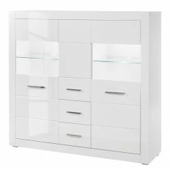 Loftscape Highboard Bricktown V - Hochglanz Weiß / Matt Weiß