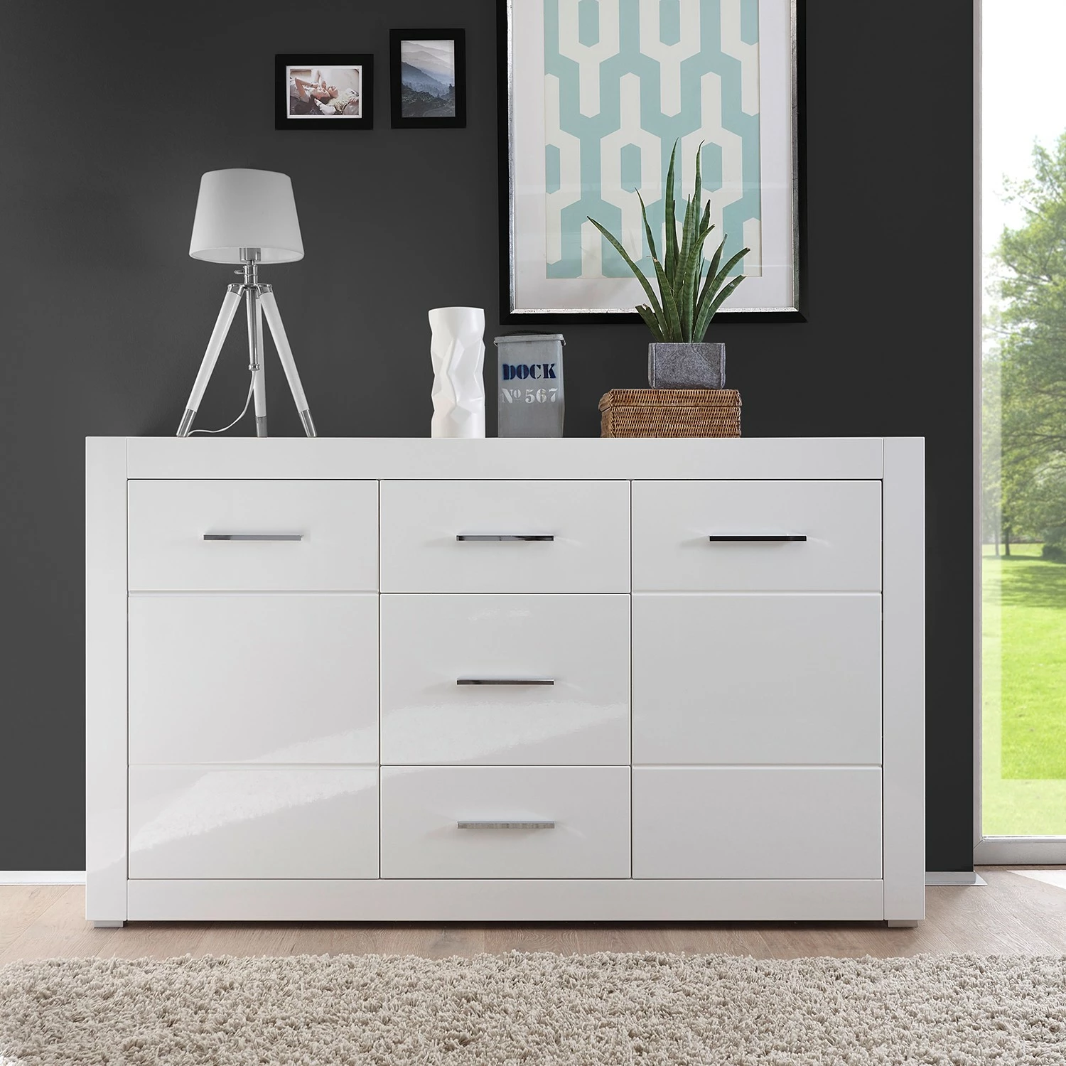 Loftscape Sideboard Bricktown II - Hochglanz Weiß / Matt Weiß 3 Loftscape Sideboard Bricktown II - Hochglanz Weiß / Matt Weiß – Bild 3