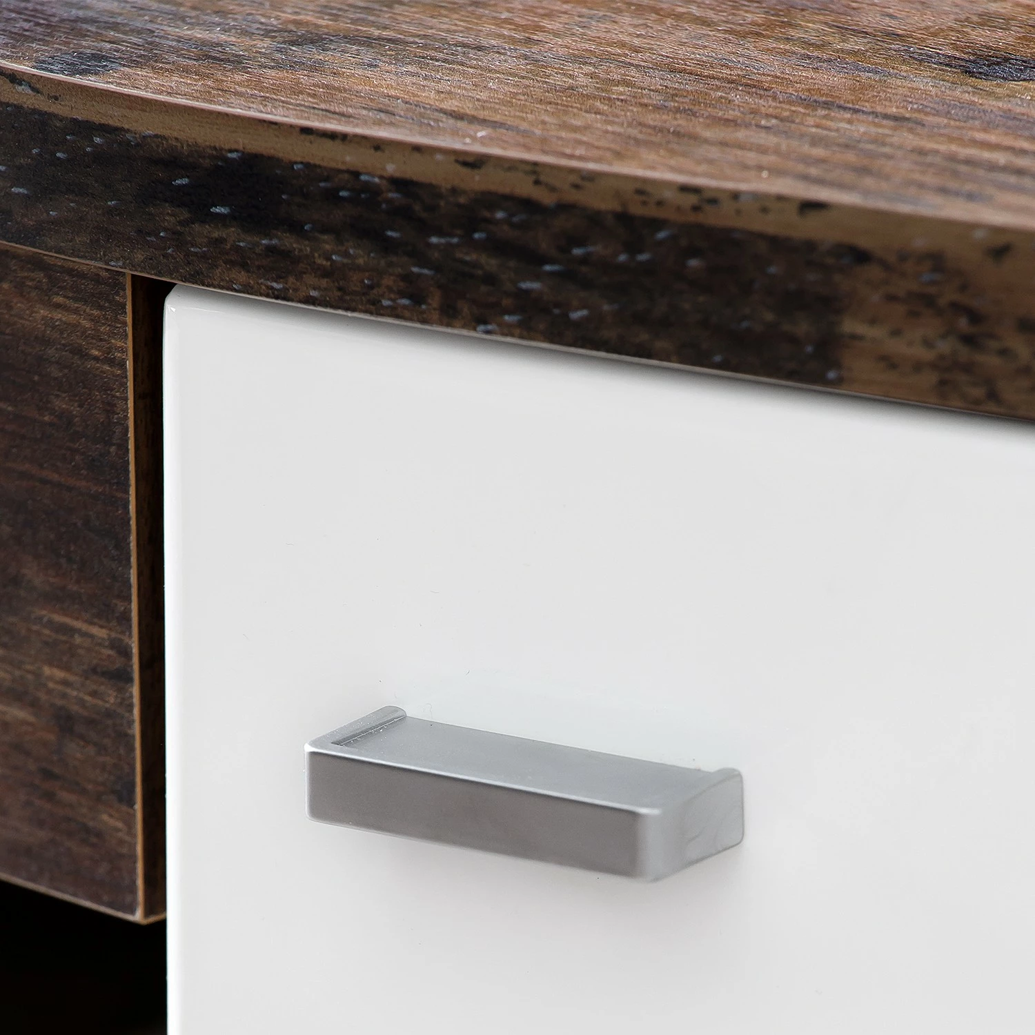 Fredriks TV-Lowboard Karlsburg - Hochglanz Weiß / Altholz Dekor 5 Fredriks TV-Lowboard Karlsburg - Hochglanz Weiß / Altholz Dekor – Bild 5