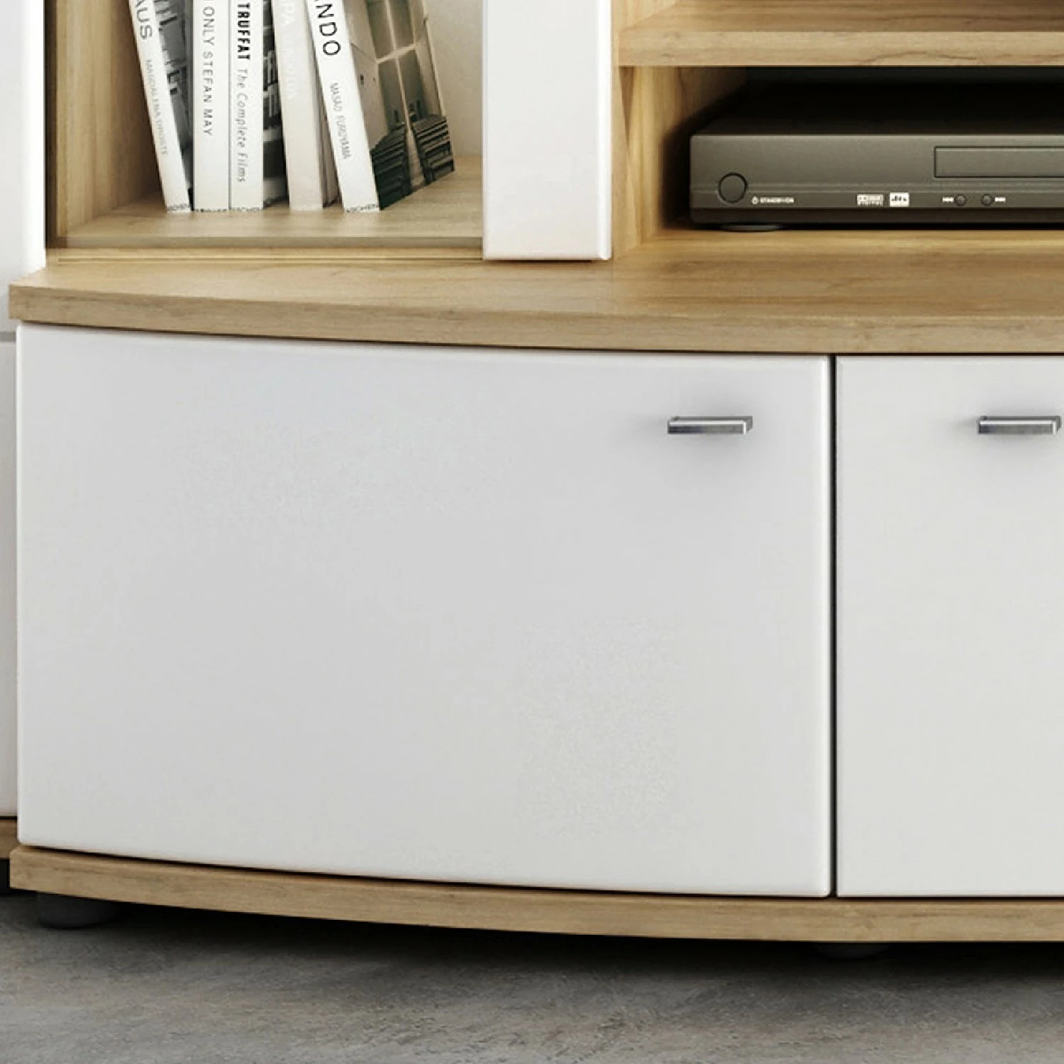 Loftscape Wohnwand Colcord (4-teilig) - Hochglanz Weiß / Eiche Dekor 6 Loftscape Wohnwand Colcord (4-teilig) - Hochglanz Weiß / Eiche Dekor – Bild 6