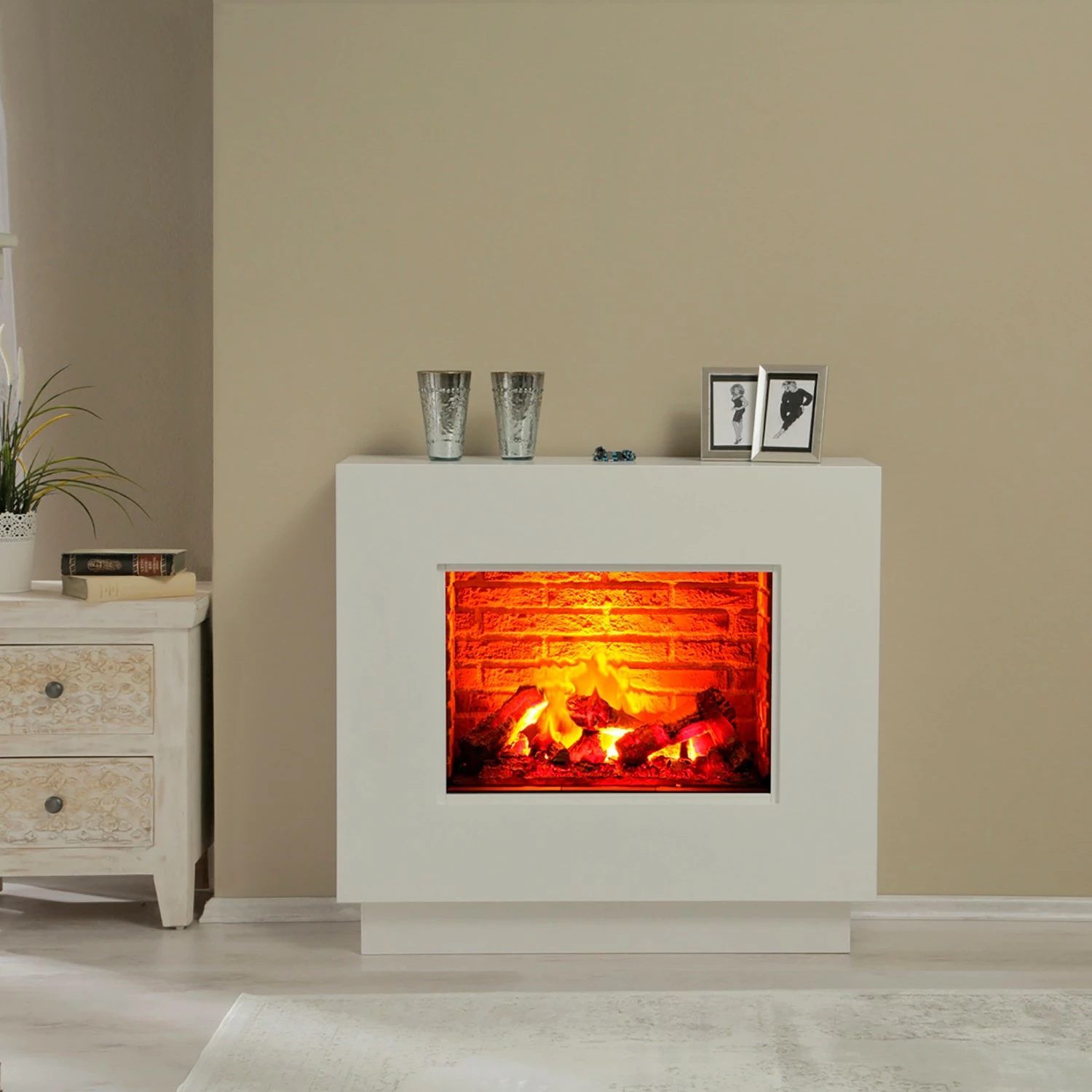 Loftscape Elektrokamin Borkum - Weiß - Einsatz Stein Dekor 3 Loftscape Elektrokamin Borkum - Weiß - Einsatz Stein Dekor – Bild 3