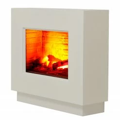 Loftscape Elektrokamin Borkum - Weiß - Einsatz Stein Dekor