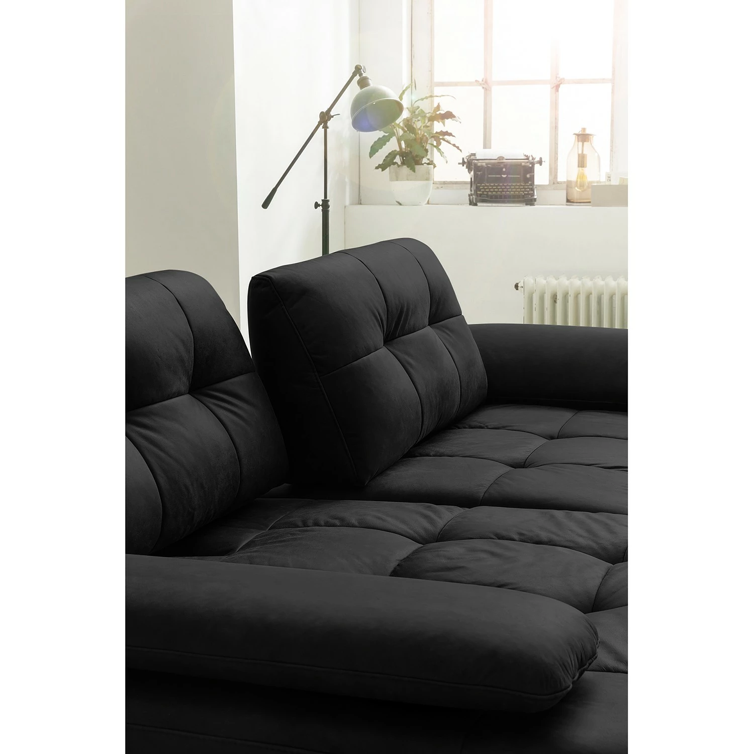 Fredriks Ecksofa Linville - Echtleder Poas: Schwarz - Breite: 258 cm - Longchair davorstehend links - Mit Kopfstütze 6 Fredriks Ecksofa Linville - Echtleder Poas: Schwarz - Breite: 258 cm - Longchair davorstehend links - Mit Kopfstütze – Bild 6