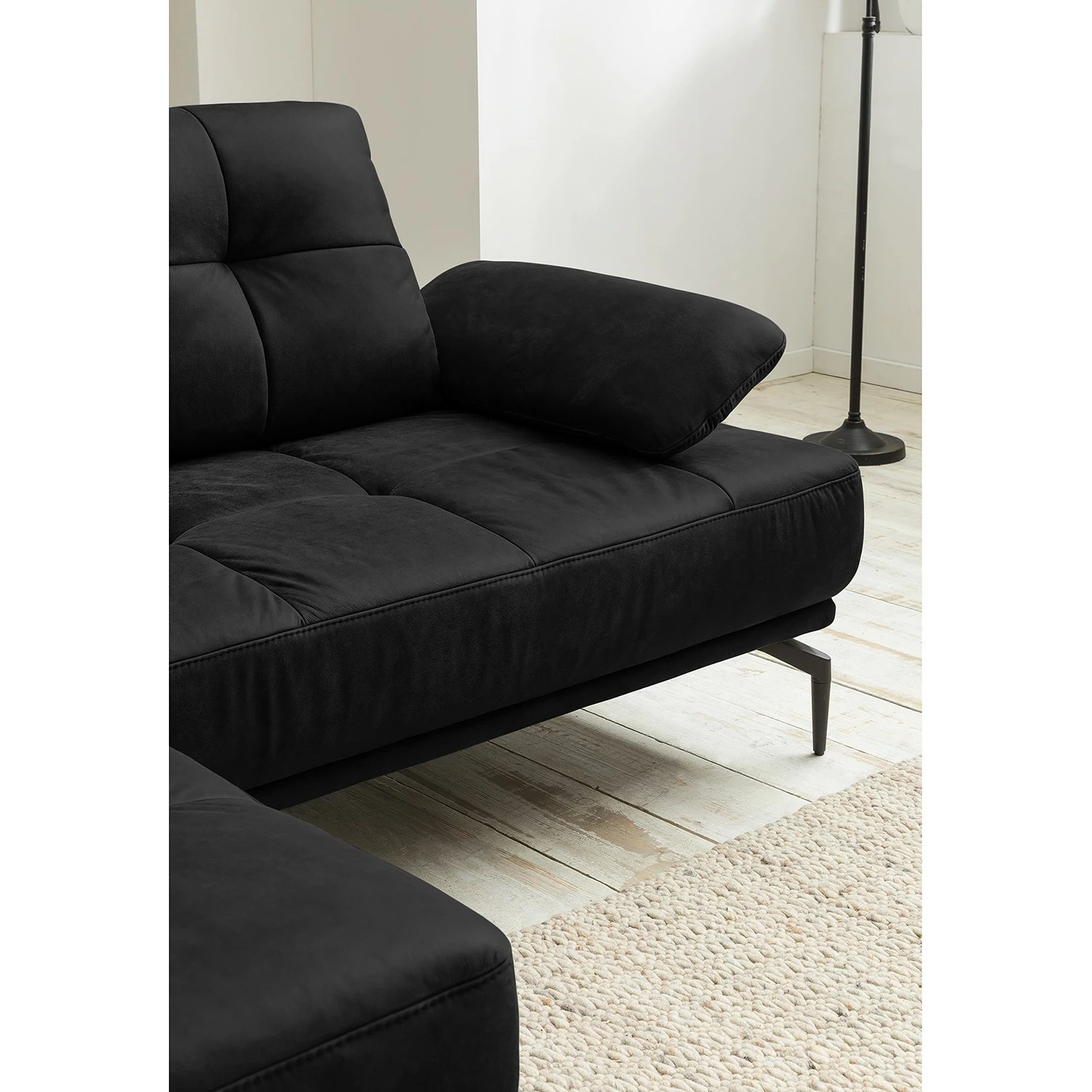 Fredriks Ecksofa Linville - Echtleder Poas: Schwarz - Breite: 258 cm - Longchair davorstehend links - Mit Kopfstütze 7 Fredriks Ecksofa Linville - Echtleder Poas: Schwarz - Breite: 258 cm - Longchair davorstehend links - Mit Kopfstütze – Bild 7