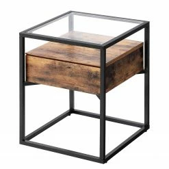 Red Living Beistelltisch Cottage Hill I - Glas / Metall - Braun / Schwarz