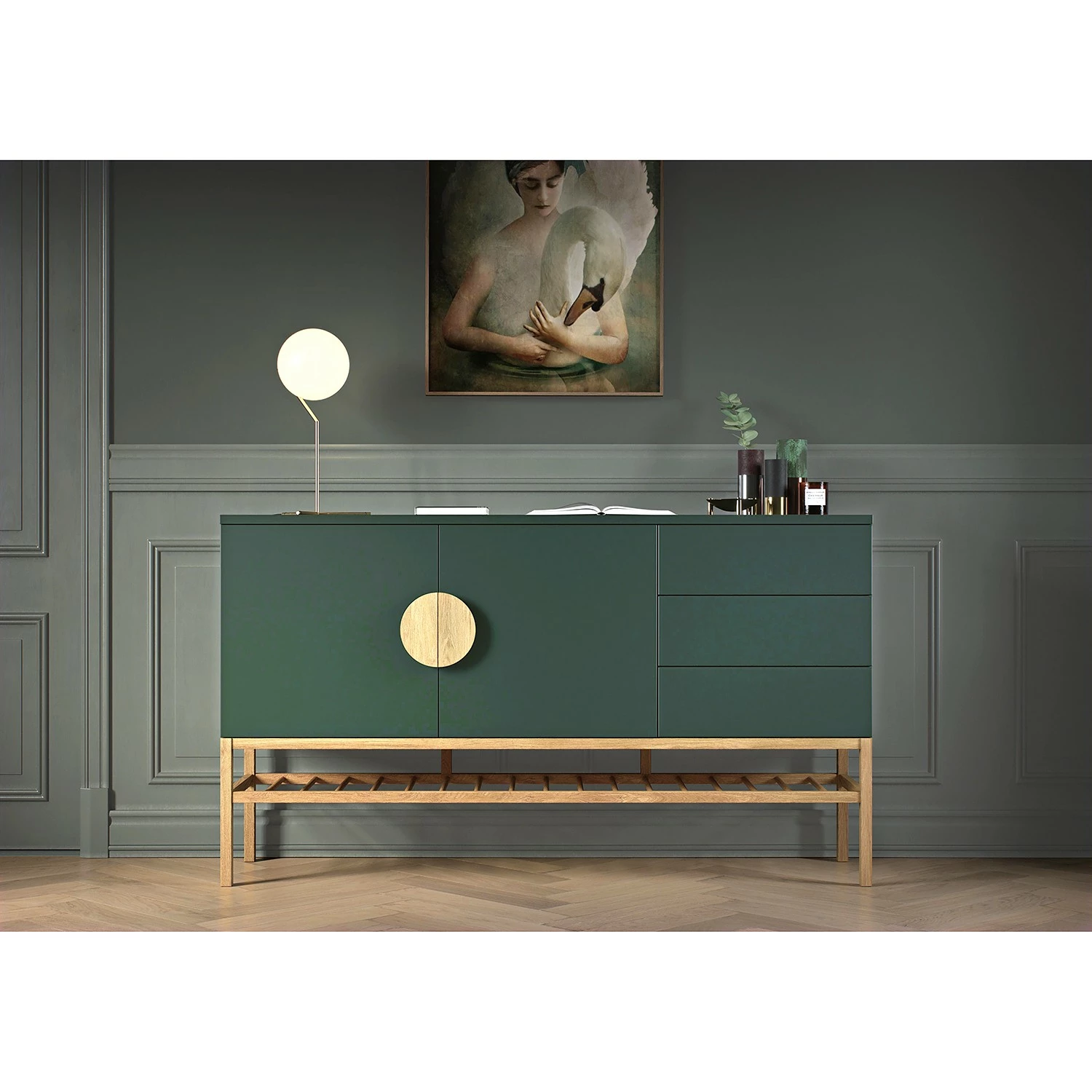 Tenzo Sideboard Scoop - Eiche teilmassiv - Dunkelgrün 2 Tenzo Sideboard Scoop - Eiche teilmassiv - Dunkelgrün – Bild 2