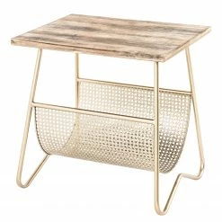 Red Living Beistelltisch Massillon - Echtholzfurnier / Metall - Gold