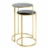 Red Living Beistelltisch Driff I (2er-Set) - Glas / Metall - Schwarz / Gold