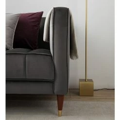 Red Living Sofa Suzy (2,5-Sitzer) - Samt Ravi: Grau -Wohnzimmermöbel boutique en ligne 1000227441 210506 10194700189 DETAILS P000000001000227441