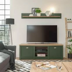 Norrwood TV-Lowboard Cardet - Moosgrün / Eiche Wotan Dekor -Wohnzimmermöbel boutique en ligne 1000227555 201016 13025400006 MOOD DETAILS P000000001000227555 mood