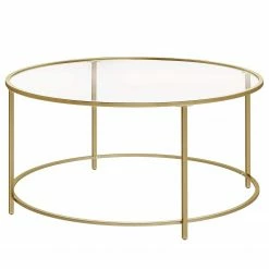 Red Living Couchtisch Poygan - Glas / Metall - Gold