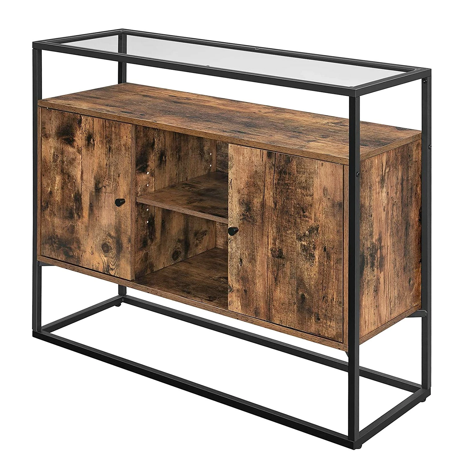 Red Living Kommode Cottage Hill III - Glas / Metall - Braun / Schwarz 1 Red Living Kommode Cottage Hill III - Glas / Metall - Braun / Schwarz