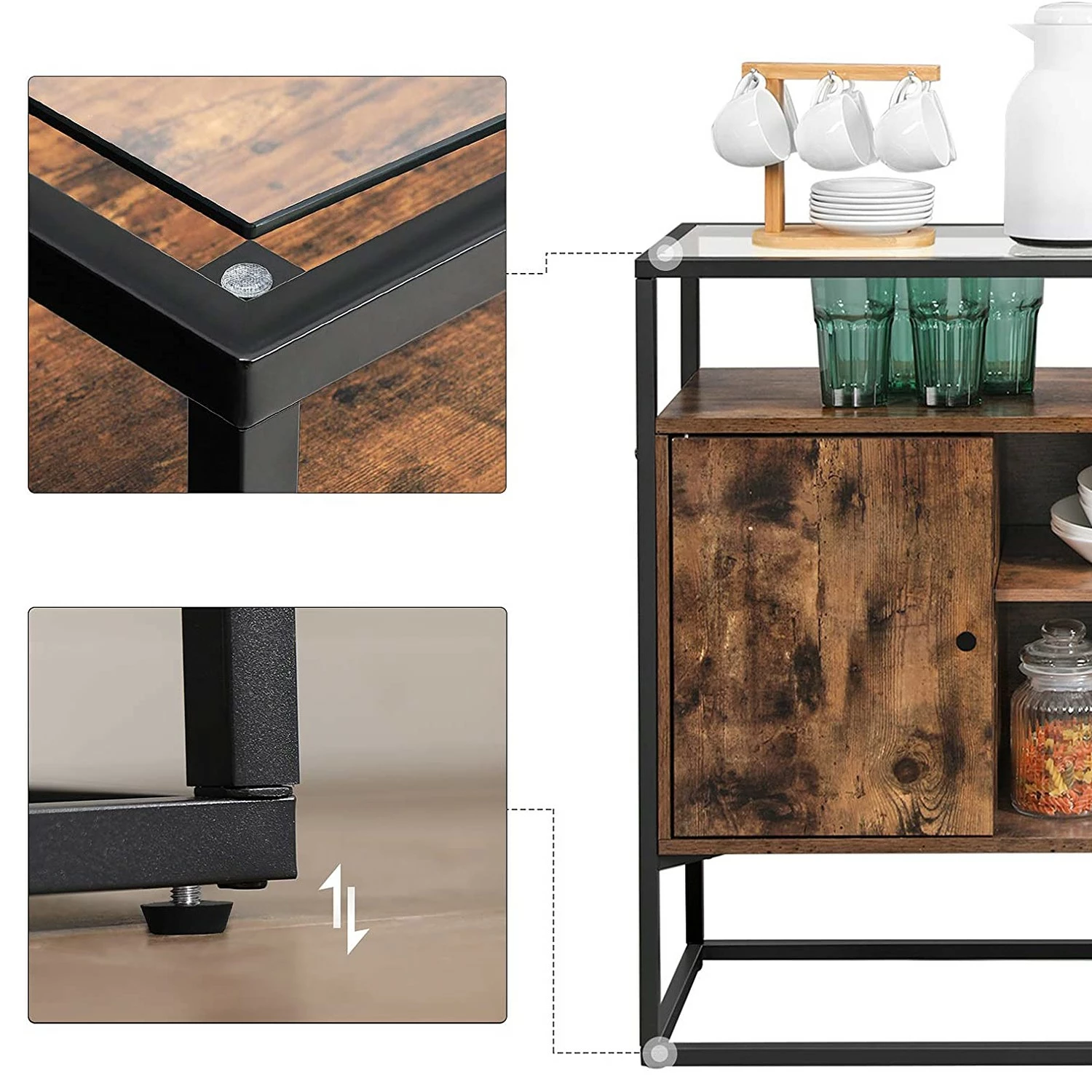 Red Living Kommode Cottage Hill III - Glas / Metall - Braun / Schwarz 8 Red Living Kommode Cottage Hill III - Glas / Metall - Braun / Schwarz – Bild 8