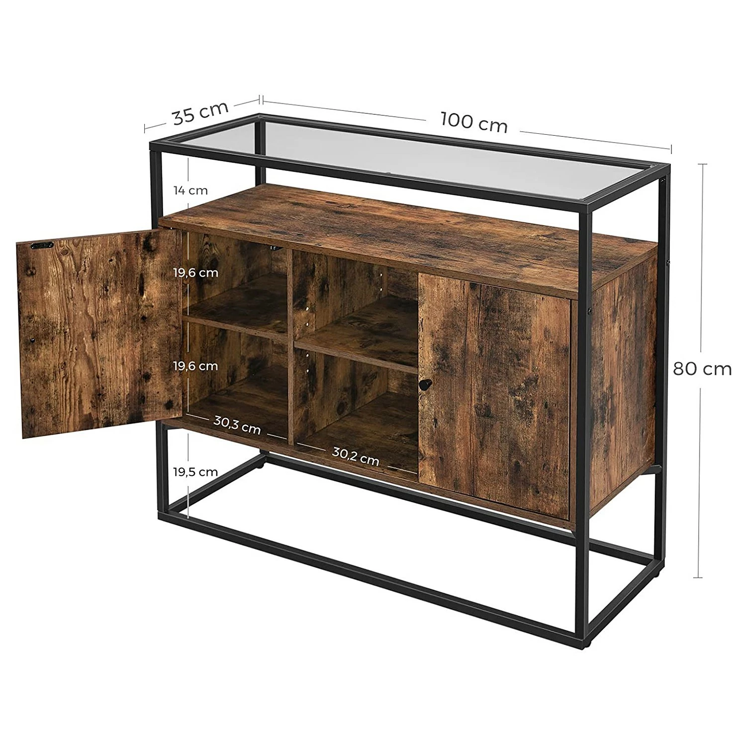 Red Living Kommode Cottage Hill III - Glas / Metall - Braun / Schwarz 9 Red Living Kommode Cottage Hill III - Glas / Metall - Braun / Schwarz – Bild 9