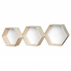 Naturoo Wandregal Cusset I (3er-Set) - Paulownia massiv - Paulownia / Weiß