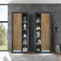 Red Living Schrank Talence - Kastanie Dekor / Grau - Türanschlag links -Wohnzimmermöbel boutique en ligne 1000236862 201218 06054300077 MOOD DETAILS P000000001000236862 mood