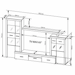 Loftscape Wohnwand Vierzon (4-teilig) - Eiche Sonoma Dekor -Wohnzimmermöbel boutique en ligne 1000237339 201230 13142200045 SKETCH DETAILS P000000001000237339 sketch
