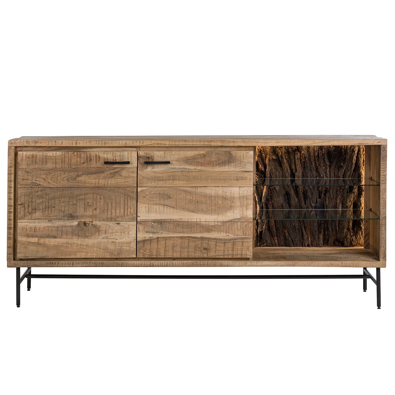 Ars Natura Sideboard Roody - Inkl. Beleuchtung - Akazie massiv / Metall - Akazie / Schwarz 5 Ars Natura Sideboard Roody - Inkl. Beleuchtung - Akazie massiv / Metall - Akazie / Schwarz – Bild 5
