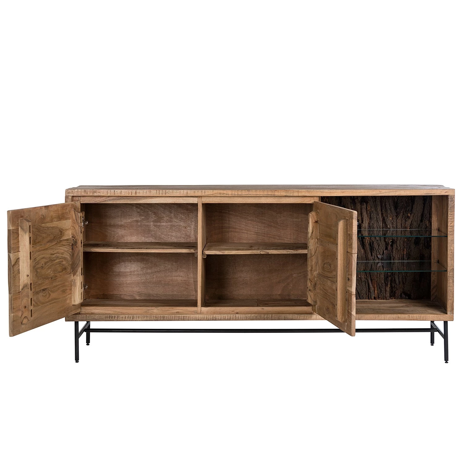 Ars Natura Sideboard Roody - Inkl. Beleuchtung - Akazie massiv / Metall - Akazie / Schwarz 6 Ars Natura Sideboard Roody - Inkl. Beleuchtung - Akazie massiv / Metall - Akazie / Schwarz – Bild 6