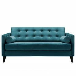 Studio Copenhagen Sofa Powder (2-Sitzer) - Samt Houki: Petrol - Schwarz