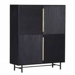 Red Living Highboard Soyons - Akazie massiv / Metall - Schwarz / Gold