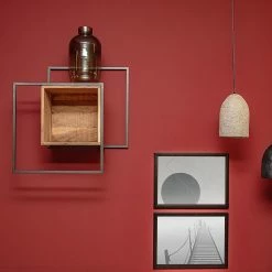 Red Living Wandregal Fenay - Akazie massiv / Metall - Akazie / Schwarz -Wohnzimmermöbel boutique en ligne 1000240833 210113 13420900188 MOOD DETAILS P000000001000240833 mood