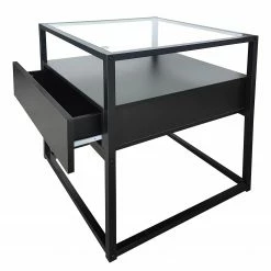 Loftscape Beistelltisch Dorsey - Glas / Metall - Schwarz / Bambus Schwarz 13 Loftscape Beistelltisch Dorsey - Glas / Metall - Schwarz / Bambus Schwarz -Wohnzimmermöbel boutique en ligne 1000241537 220420 040 DETAILS P000000001000241537