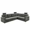 Loftscape Ecksofa Lomme - Microfaser - Microfaser Ranu: Dunkelgrau - Schlaffunktion davorstehend rechts - Tiefe: 304 cm