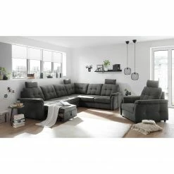 Loftscape Ecksofa Lomme - Microfaser - Microfaser Ranu: Dunkelgrau - Schlaffunktion davorstehend rechts - Tiefe: 304 cm -Wohnzimmermöbel boutique en ligne 1000241690 210127 18183200492 MOOD DETAILS P000000001000241690 mood