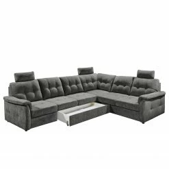 Loftscape Ecksofa Lomme - Microfaser - Microfaser Ranu: Dunkelgrau - Schlaffunktion davorstehend rechts - Tiefe: 304 cm -Wohnzimmermöbel boutique en ligne 1000241690 210127 18183700495 DETAILS P000000001000241690