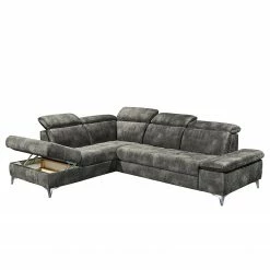 Loftscape Ecksofa Groslay - Samt - Samt Insa: Grau - Ottomane davorstehend links -Wohnzimmermöbel boutique en ligne 1000241694 210127 18201200548 DETAILS P000000001000241694