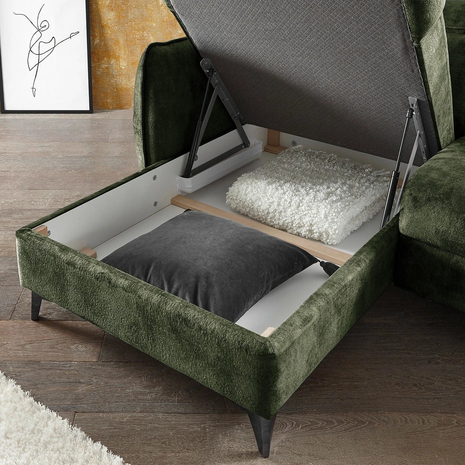 Loftscape Ecksofa Grillon - Samt - Samt Insa: Moosgrün 11 Loftscape Ecksofa Grillon - Samt - Samt Insa: Moosgrün – Bild 11