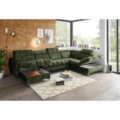Loftscape Wohnlandschaft Grillon - Samt - Samt Insa: Moosgrün - Longchair davorstehend links / Ottomane rechts -Wohnzimmermöbel boutique en ligne 1000241735 210127 18341201021 MOOD DETAILS P000000001000241735 mood