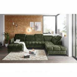 Loftscape Wohnlandschaft Grillon - Samt - Samt Insa: Moosgrün - Longchair davorstehend links / Ottomane rechts -Wohnzimmermöbel boutique en ligne 1000241735 210127 18342001025 DETAILS P000000001000241735