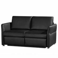 Fredriks Schlafsofa Bielle - Echtleder - Echtleder Leela: Schwarz