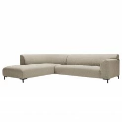 Studio Copenhagen Ecksofa Lussant - Flachgewebe Shina: Beige - Ottomane davorstehend links - Schwarz