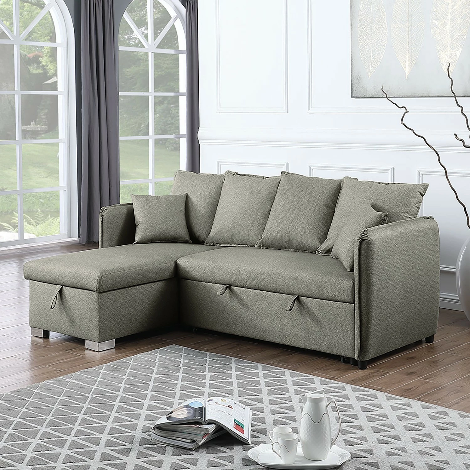 Loftscape Ecksofa Lillers - Webstoff - Hellgrau - Longchair davorstehend links 2 Loftscape Ecksofa Lillers - Webstoff - Hellgrau - Longchair davorstehend links – Bild 2