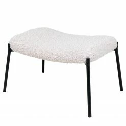 Red Living Polsterhocker Bachy - Webstoff - Weiß