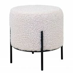 Red Living Pouf Le Fay - Webstoff - Weiß