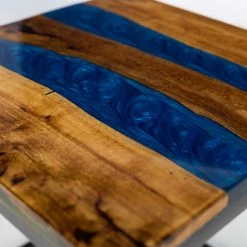 Wolf-Möbel Epoxidharz-Beistelltisch Tarnac - Harz / Metall - Blau -Wohnzimmermöbel boutique en ligne 1000243170 220106 082309000049 DETAILS P000000001000243170