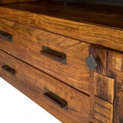 Wolf-Möbel Sideboard Bazac - Inkl. Beleuchtung - Akazie massiv - Akazie / Dunkelgrau -Wohnzimmermöbel boutique en ligne 1000243213 220314 063 DETAILS P000000001000243213