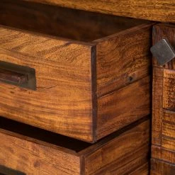 Wolf-Möbel Sideboard Bazac - Inkl. Beleuchtung - Akazie massiv - Akazie / Dunkelgrau -Wohnzimmermöbel boutique en ligne 1000243213 220314 064 DETAILS P000000001000243213