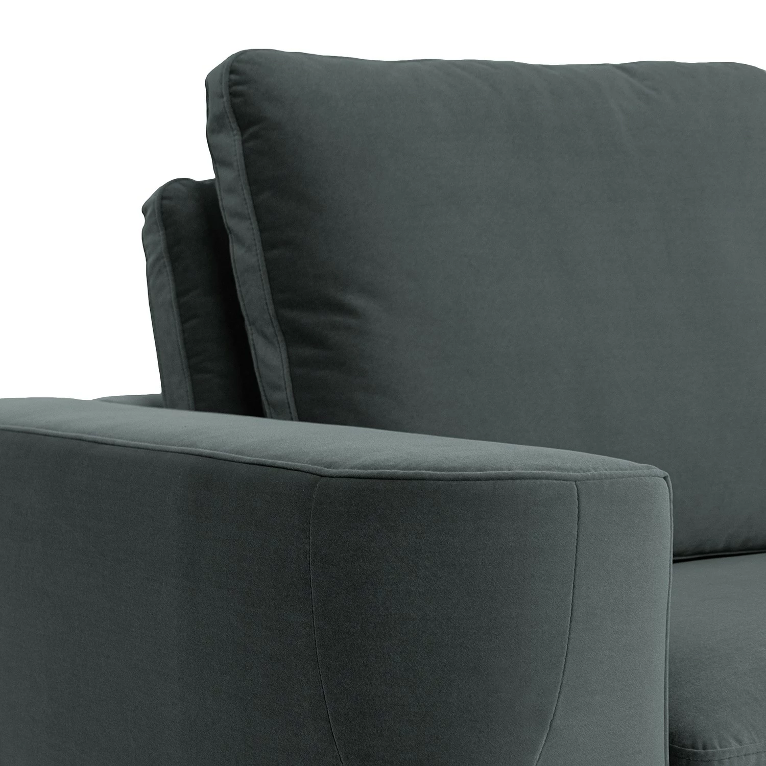 Fredriks Wohnlandschaft Grossa - Samt - Samt Vaia: Dunkelgrau - Longchair davorstehend rechts / Ottomane links 10 Fredriks Wohnlandschaft Grossa - Samt - Samt Vaia: Dunkelgrau - Longchair davorstehend rechts / Ottomane links – Bild 10