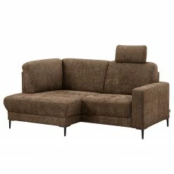 Ponsel Polstermöbel Ecksofa City - Chenille Jiao: Dunkelbraun - Longchair davorstehend links