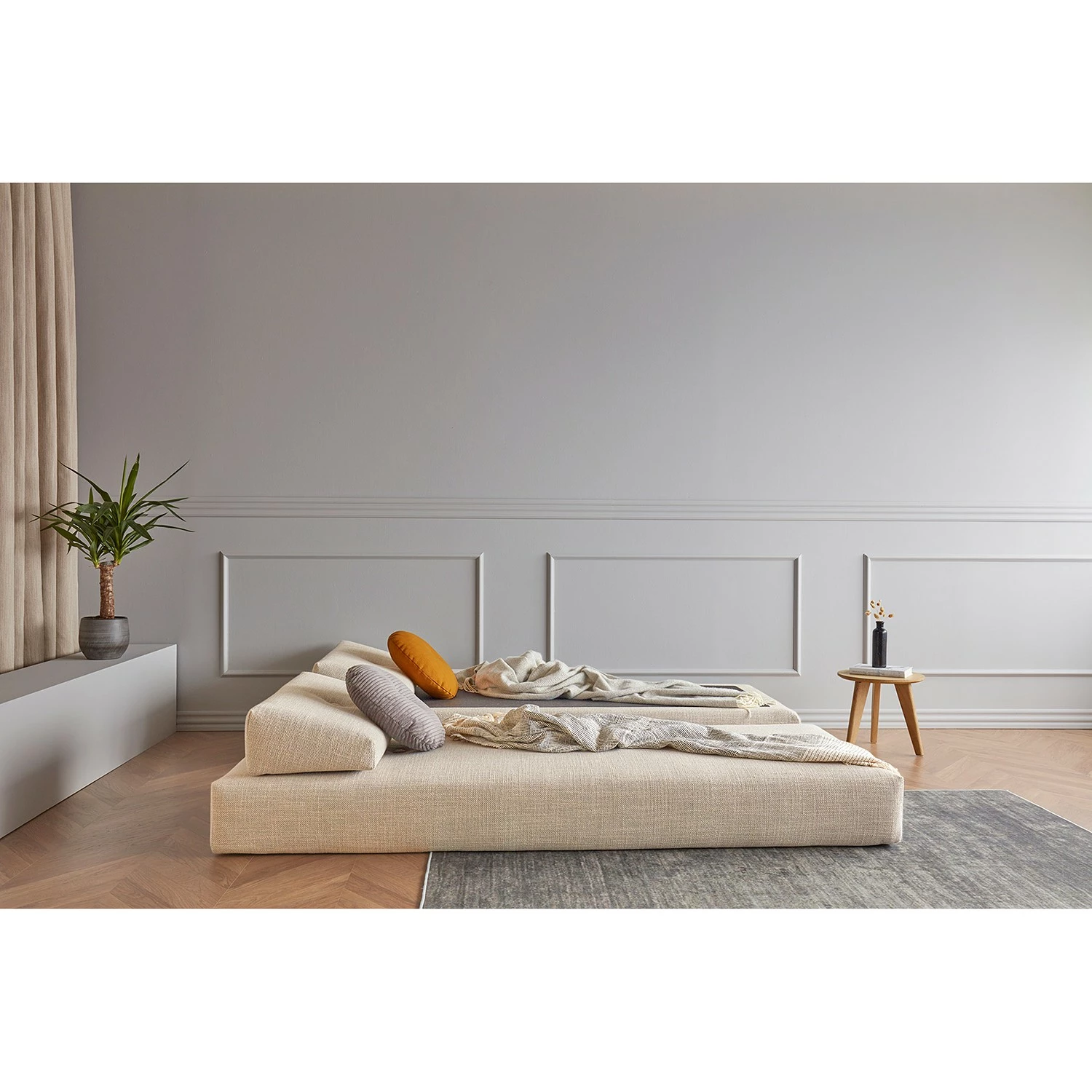 Innovation Möbel Schlafsofa Sigmund - Webstoff - Webstoff Kenya: Gravel - Eiche Hell 4 Innovation Möbel Schlafsofa Sigmund - Webstoff - Webstoff Kenya: Gravel - Eiche Hell – Bild 4