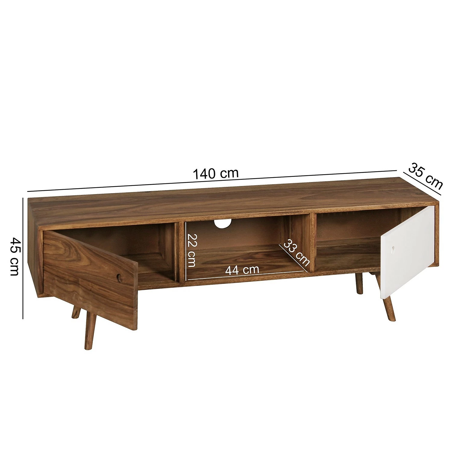 Naturoo TV-Lowboard Messas - Sheesham massiv - Sheesham / Weiß 7 Naturoo TV-Lowboard Messas - Sheesham massiv - Sheesham / Weiß – Bild 7