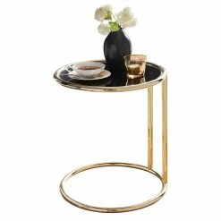 Red Living Beistelltisch Loubers - Glas / Metall - Schwarz / Gold -Wohnzimmermöbel boutique en ligne 1000244871 210202 14554300146 DETAILS P000000001000244871