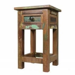 Naturoo Beistelltisch Loubille - Mango massiv - Mango / Blau