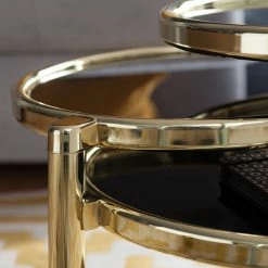 Red Living Couchtisch Meroux - Glas / Metall - Schwarz / Gold -Wohnzimmermöbel boutique en ligne 1000244879 210202 14583300203 DETAILS P000000001000244879